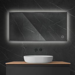 Oltens Nordlis lustro 60x120 cm prostokątne z oświetleniem od tyłu z matą grzewczą czarny 64112300