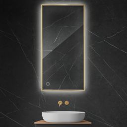 Oltens Nordlis lustro 60x120 cm prostokątne z oświetleniem od tyłu z matą grzewczą złoty 64112800