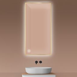 Oltens Nordlis lustro 60x120 cm prostokątne z oświetleniem od tyłu z matą grzewczą złoty 64112800