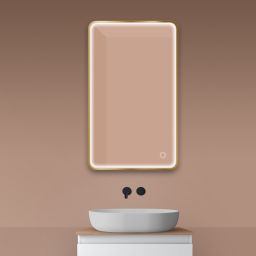 Oltens Nordlis lustro 60x100 cm prostokątne z oświetleniem z przodu z matą grzewczą złoto szczotkowane 64117810