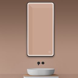 Oltens Nordlis lustro 60x120 cm prostokątne z oświetleniem z przodu z matą grzewczą czarny 64118300