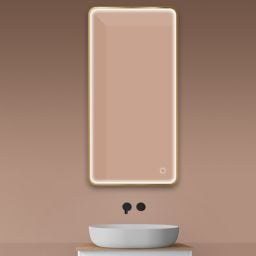 Oltens Nordlis lustro 60x120 cm prostokątne z oświetleniem z przodu z matą grzewczą złoto szczotkowane 64118810