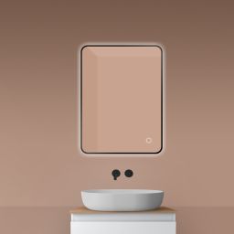 Oltens Nordlis lustro 60x80 cm prostokątne z oświetleniem od tyłu z matą grzewczą czarny 64119300