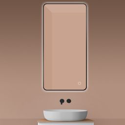 Oltens Nordlis lustro 60x120 cm prostokątne z oświetleniem od tyłu z matą grzewczą czarny 64121300