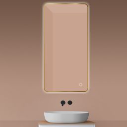 Oltens Nordlis lustro 60x120 cm prostokątne z oświetleniem od tyłu z matą grzewczą złoto szczotkowane 64121810