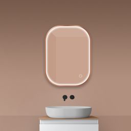 Oltens Nordlis lustro 60x80 cm prostokątne z oświetleniem z przodu z matą grzewczą miedź szczotkowana 64123610