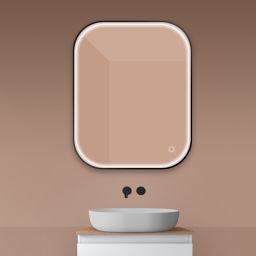 Oltens Nordlis lustro 80x100 cm prostokątne z oświetleniem z przodu z matą grzewczą czarny 64124300