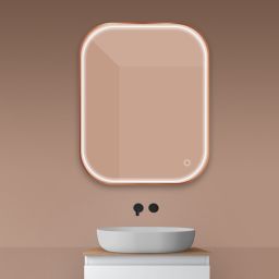 Oltens Nordlis lustro 80x100 cm prostokątne z oświetleniem z przodu z matą grzewczą miedź szczotkowana 64124610