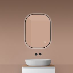 Oltens Nordlis lustro 60x80 cm prostokątne z oświetleniem od tyłu z matą grzewczą czarny 64126300