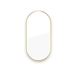Oltens Nordlis lustro 50x100 cm owalne z oświetleniem od tyłu z matą grzewczą złoto szczotkowane 64129810