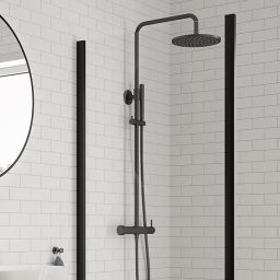 Oltens Molle zestaw prysznicowy ścienny z deszczownicą grafit 36504400