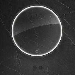 Oltens Nordlis lustro 80x80 cm okrągłe z oświetleniem z przodu z matą grzewczą czarny 64101300