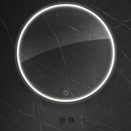 Oltens Nordlis lustro 100x100 cm okrągłe z oświetleniem z przodu z matą grzewczą czarny 64102300