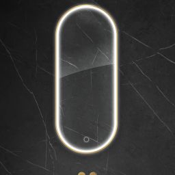 Oltens Nordlis lustro 50x120 cm owalne z oświetleniem z przodu z matą grzewczą złoty 64104800