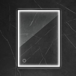 Oltens Nordlis lustro 60x80 cm prostokątne z oświetleniem z przodu z matą grzewczą czarny 64105300