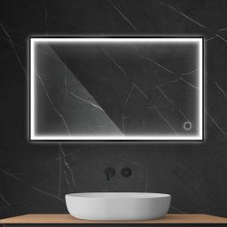 Oltens Nordlis lustro 60x100 cm prostokątne z oświetleniem z przodu z matą grzewczą czarny 64106300