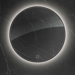 Oltens Nordlis lustro 60x60 cm okrągłe z oświetleniem od tyłu z matą grzewczą czarny 64108300