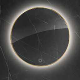 Oltens Nordlis lustro 60x60 cm okrągłe z oświetleniem od tyłu z matą grzewczą złoty 64108800