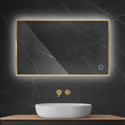 Oltens Nordlis lustro 60x100 cm prostokątne z oświetleniem od tyłu z matą grzewczą złoty 64111800