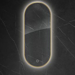 Oltens Nordlis lustro 50x120 cm owalne z oświetleniem od tyłu z matą grzewczą złoty 64114800