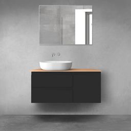 Oltens Vernal zestaw mebli łazienkowych 100 cm z blatem slim czarny mat/dąb 68203300