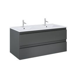 Oltens Vernal szafka 120 cm podumywalkowa wisząca z umywalką grafit mat/biały połysk 68464400