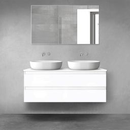 Oltens Vernal szafka 120 cm podumywalkowa wisząca z blatem biały połysk 68466000