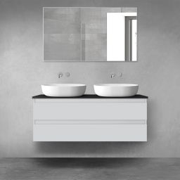 Oltens Vernal szafka 120 cm podumywalkowa wisząca z blatem szary mat/czarny mat 68468700