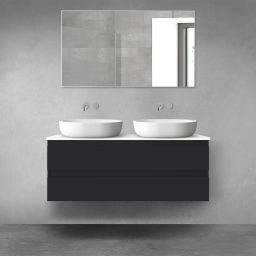 Oltens Vernal szafka 120 cm podumywalkowa wisząca z blatem czarny mat/biały połysk 68469300