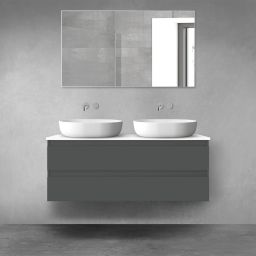 Oltens Vernal szafka 120 cm podumywalkowa wisząca z blatem grafit mat/biały połysk 68469400