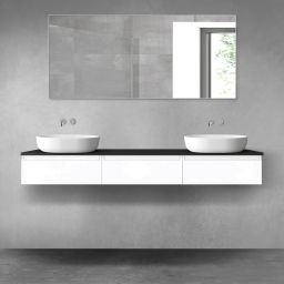 Oltens Vernal zestaw mebli łazienkowych 180 cm z blatem biały połysk/czarny mat 68499000