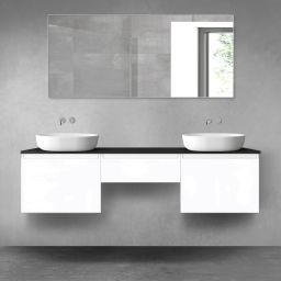 Oltens Vernal zestaw mebli łazienkowych 180 cm z blatem biały połysk/czarny mat 68501000