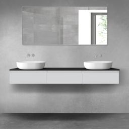 Oltens Vernal zestaw mebli łazienkowych 180 cm z blatem szary mat/czarny mat 68499700