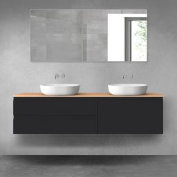 Oltens Vernal zestaw mebli łazienkowych 180 cm z blatem czarny mat/dąb 68567300