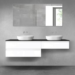 Oltens Vernal zestaw mebli łazienkowych 180 cm z blatem biały połysk/czarny mat 68582000