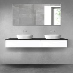 Oltens Vernal zestaw mebli łazienkowych 180 cm z blatem biały połysk/czarny mat 68583000