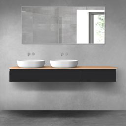 Oltens Vernal zestaw mebli łazienkowych 180 cm z blatem czarny mat/dąb 68601300