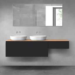 Oltens Vernal zestaw mebli łazienkowych 180 cm z blatem czarny mat/dąb 68602300