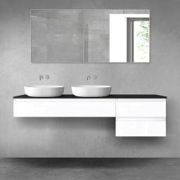 Oltens Vernal zestaw mebli łazienkowych 180 cm z blatem biały połysk/czarny mat 68616000