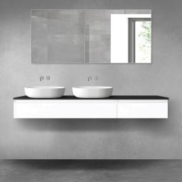 Oltens Vernal zestaw mebli łazienkowych 180 cm z blatem biały połysk/czarny mat 68619000