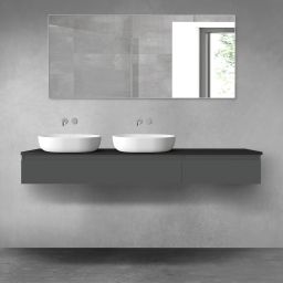Oltens Vernal zestaw mebli łazienkowych 180 cm z blatem grafit mat/czarny mat 68619400