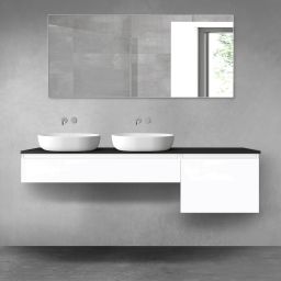 Oltens Vernal zestaw mebli łazienkowych 180 cm z blatem biały połysk/czarny mat 68622000