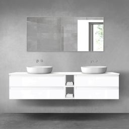 Oltens Vernal zestaw mebli łazienkowych 200 cm z blatem biały połysk 68641000