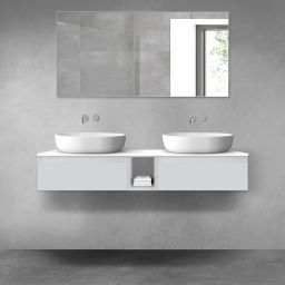 Oltens Vernal zestaw mebli łazienkowych 140 cm z blatem szary mat/biały połysk 68647700