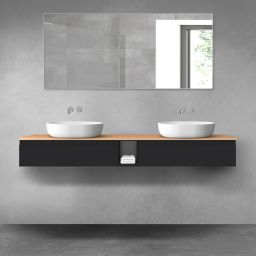 Oltens Vernal zestaw mebli łazienkowych 180 cm z blatem czarny mat/dąb 68650300