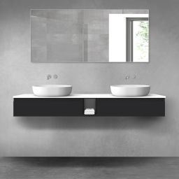 Oltens Vernal zestaw mebli łazienkowych 180 cm z blatem czarny mat/biały połysk 68651300