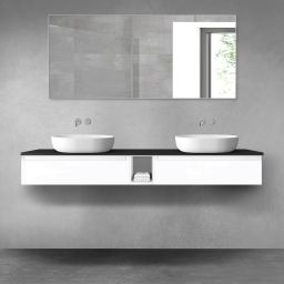 Oltens Vernal zestaw mebli łazienkowych 180 cm z blatem biały połysk/czarny mat 68652000