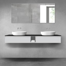Oltens Vernal zestaw mebli łazienkowych 180 cm z blatem szary mat/czarny mat 68652700