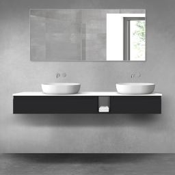 Oltens Vernal zestaw mebli łazienkowych 180 cm z blatem czarny mat/biały połysk 68659300