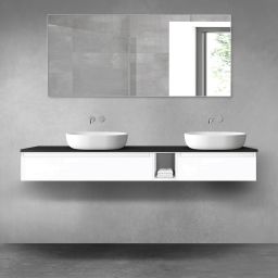Oltens Vernal zestaw mebli łazienkowych 180 cm z blatem biały połysk/czarny mat 68660000